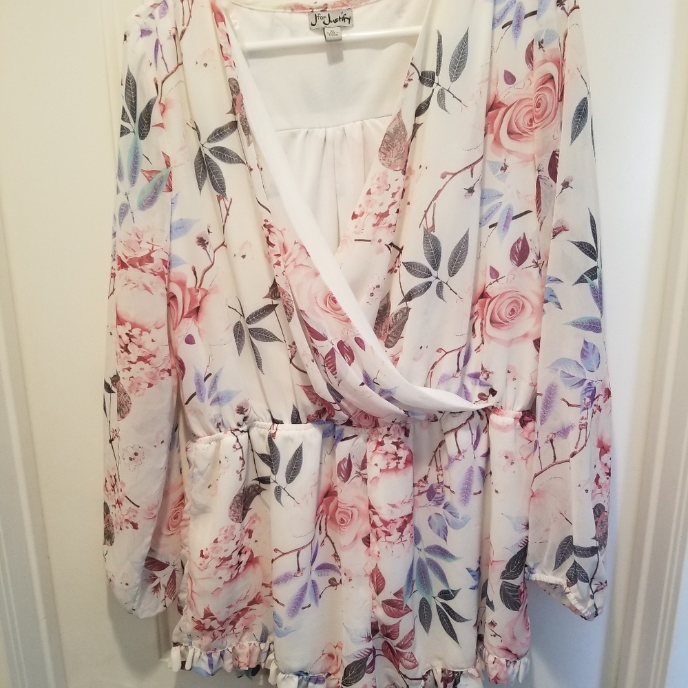 Floral Long Sleeve Romper Size XL